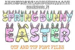 Spring Bunny Easter Font Letters Typography Rabbit Pet Hand Drawn ABC OTF by Squeeb Creative