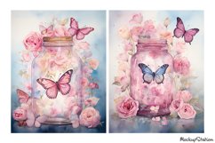 Butterflies Junk Journal Pages | Pink Floral Jars Papers Product Image 3