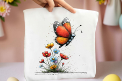 Spring Butterfly &amp; Flowers Clipart Product Image 2