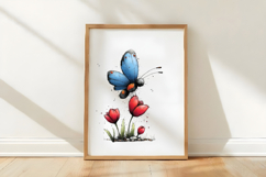 Spring Butterfly &amp; Flowers Clipart Product Image 3