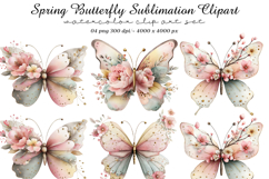 Spring Butterfly Sublimation Clipart Product Image 1