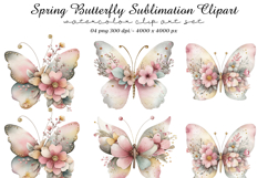 Spring Butterfly Sublimation Clipart Product Image 1