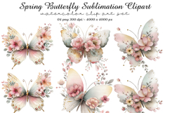 Spring Butterfly Sublimation Clipart Product Image 1