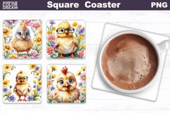 Chicken Square Coaster | Farm Coaster Sublimation Design Product Image 1