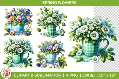 Spring Flowers in Mug, Spring Flowers Clipart Product Image 1