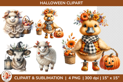 Cute Halloween Autumn Farm Animals Sublimation Bundle Product Image 6