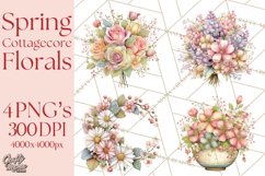 Spring Cottagecore Florals Clipart, Wildflower Bouquets Product Image 1