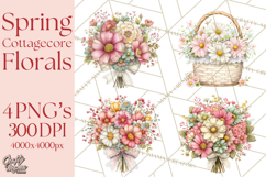 Spring Cottagecore Florals Clipart, Wildflower Bouquets Product Image 1