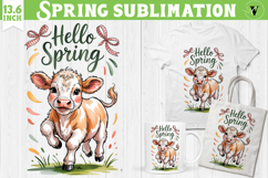Welcome Spring sublimation | spring funny cow sublimation Product Image 1