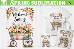 Welcome Spring sublimation | Spring flowers sublimation Product Image 1