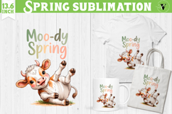 Welcome Spring sublimation | Spring funny cow sublimation Product Image 1