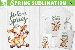 Welcome Spring sublimation | spring funny cow sublimation Product Image 1