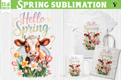 Welcome Spring sublimation | Spring funny cow sublimation Product Image 1