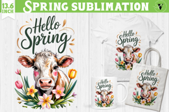 Welcome Spring sublimation | Spring funny cow sublimation Product Image 1