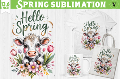 Welcome Spring sublimation | Spring funny cow sublimation Product Image 1