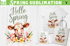 Welcome Spring sublimation | Spring funny cow sublimation Product Image 1