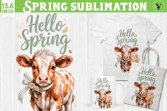 Welcome Spring sublimation | Spring funny cow sublimation Product Image 1