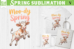 Welcome Spring sublimation | Spring funny cow sublimation Product Image 1
