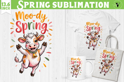 Welcome Spring sublimation | Spring funny cow sublimation Product Image 1