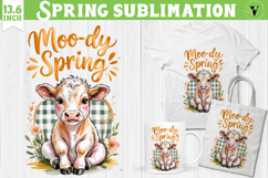Welcome Spring sublimation | Spring funny cow sublimation Product Image 1
