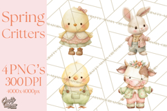 Spring Animals Clipart PNG, Cute Baby Animals, Pastel Spring Product Image 1