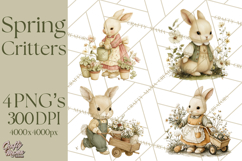 Vintage Garden Animals Clipart, Ducklings Bunnies Lambs Product Image 1