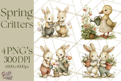 Vintage Garden Animals Clipart, Ducklings Bunnies Lambs Product Image 1
