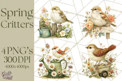 Vintage Garden Animals Clipart, Ducklings Bunnies Lambs Product Image 1