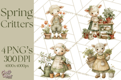 Vintage Garden Animals Clipart, Ducklings Bunnies Lambs Product Image 1