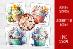 Colorful food Coaster Design, Spring sweet Cupcake Product Image 1