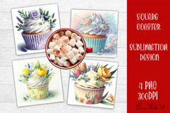 Colorful food Coaster Design, Spring sweet Cupcake Product Image 1
