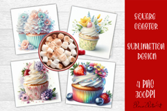 Colorful food Coaster Design, Spring sweet Cupcake Product Image 1
