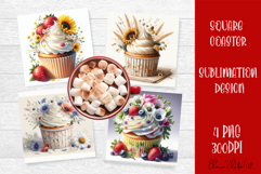 Colorful food Coaster Design, Spring sweet Cupcake Product Image 1