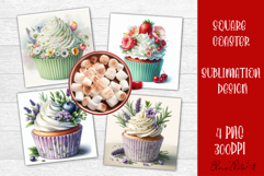 Colorful food Coaster Design, Spring sweet Cupcake Product Image 1