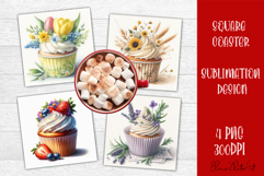 Colorful food Coaster Design, Spring sweet Cupcake Product Image 1