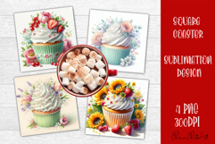 Colorful food Coaster Design, Spring sweet Cupcake Product Image 1