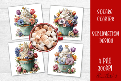 Colorful food Coaster Design, Spring sweet Cupcake Product Image 1