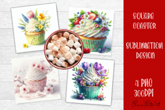 Colorful food Coaster Design, Spring sweet Cupcake Product Image 1