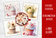 Colorful food Coaster Design, Spring sweet Cupcake Product Image 1