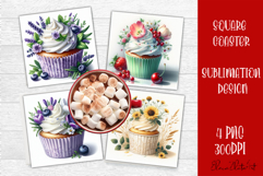 Colorful food Coaster Design, Spring sweet Cupcake Product Image 1