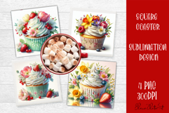 Colorful food Coaster Design, Spring sweet Cupcake Product Image 1