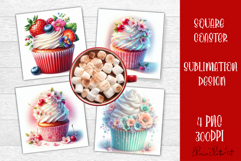 Colorful food Coaster Design, Spring sweet Cupcake Product Image 1