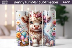 Easter Highland Cow Tumbler | Spring Animal Tumbler Wrap Product Image 1