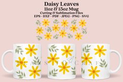 spring daisy leaves coffee mug sublimation wrap glass mug wrap svg presized for 11oz and 15oz glass ready to cut and sublimation files