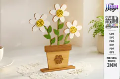 3d layered Flower - Wooden Spring Flowers Decor Laser Cut Product Image 1