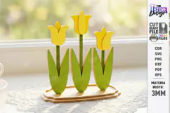 3d layered Flower - Wooden Spring Flowers Decor Laser Cut Product Image 1