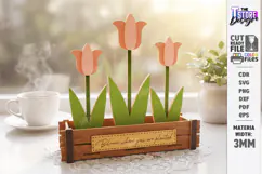 3d layered Flower - Wooden Spring Flowers Decor Laser Cut Product Image 1