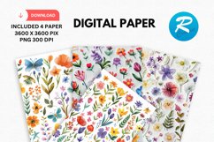 Spring Floral Digital Paper, Floral Background Product Image 1