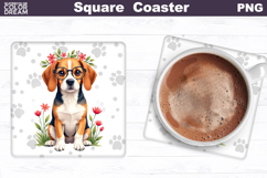 Beagle Square Coaster | Dog Square Coaster Product Image 1