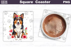 Collie Square Coaster | Dog Square Coaster Product Image 1